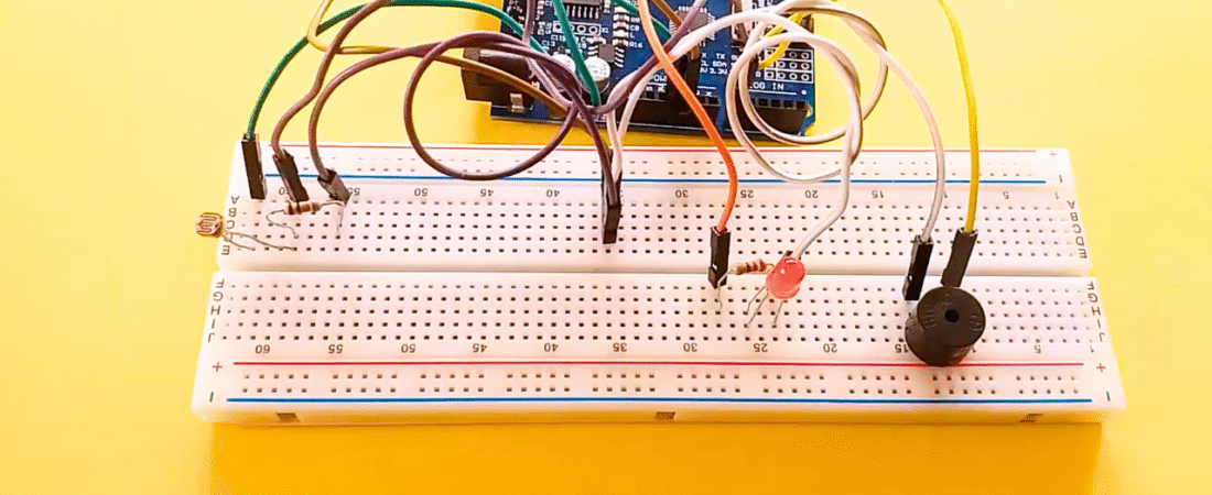 Activate Buzzer and LED Using LDR and Arduino – Light Alarm System Project
