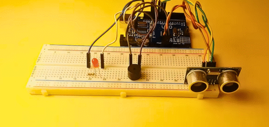 Using Ultrasonic Distance Sensor HC-SR04 with Buzzer, LED, and Arduino