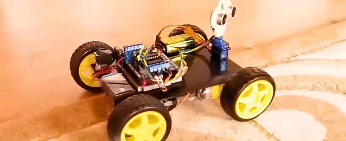 4-wheel drive (4WD) obstacle-avoiding robot using an Arduino