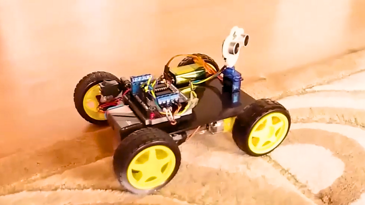 4-wheel drive (4WD) obstacle-avoiding robot using an Arduino